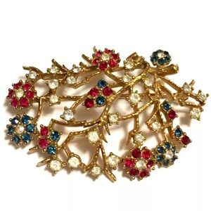 Vintage Ciner Rhinestone Floral Brooch